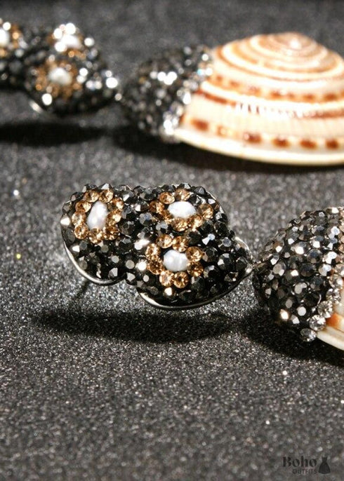 Boho Earrings, Dangle Earrings, Pearl Brown Shell